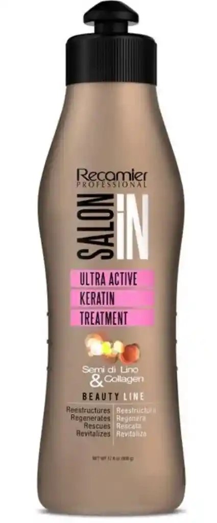 Keratina Tratamiento Ultra Active + Semilla Di Lino Collagen Recamier Salon In 500ml