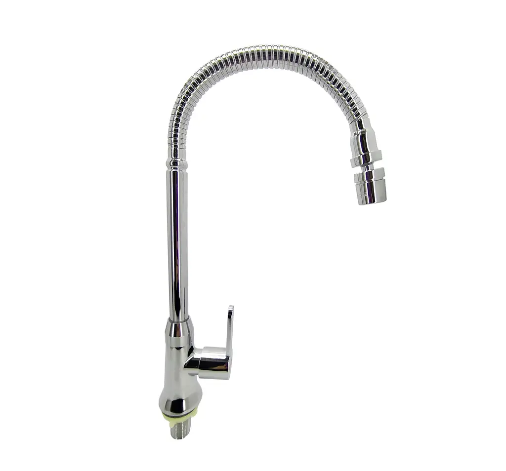 Llave Agua Fria Uso Mixto Cuello Flexible Cromo Brillante
