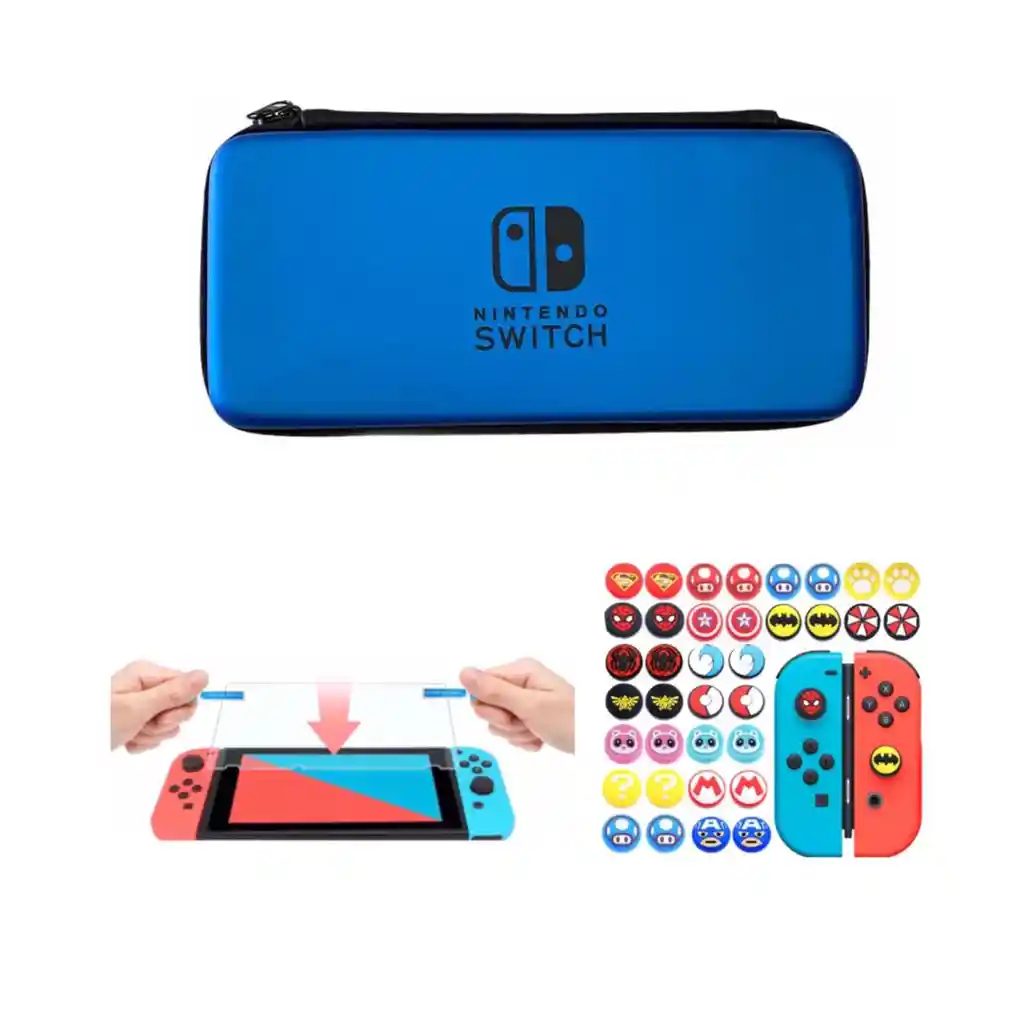 Switch Estuche Rigido Paraestandar + Vidrio Templado + 2 Grips