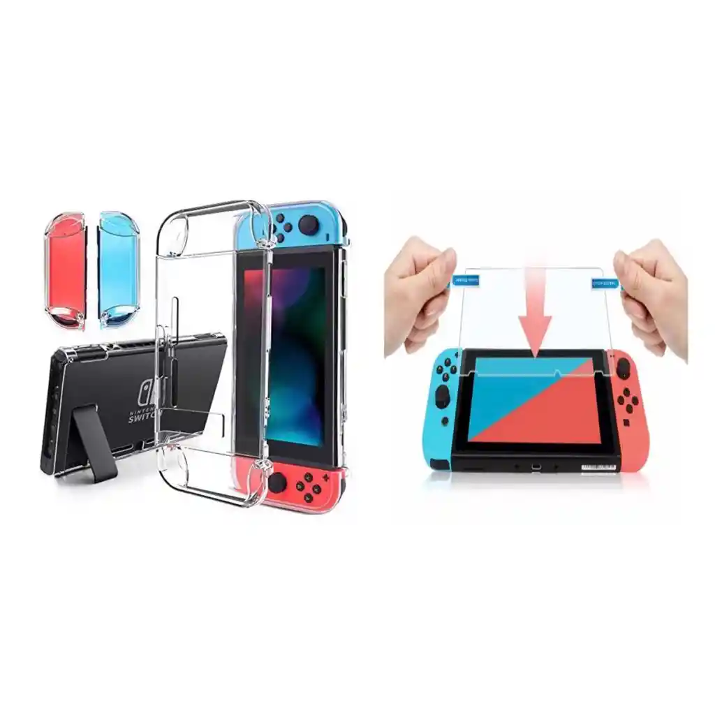 Protector Acrilico Transparente + Vidrio Templado Para Nintendo Switch Estandar