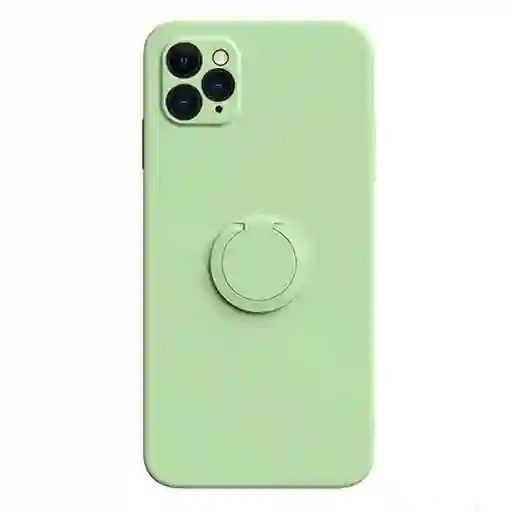 iPhone Forro Funda Silicon Para11 Pro Max Con Anillo Soporte Menta