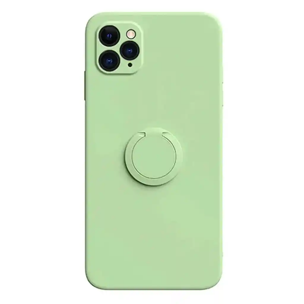 iPhone Forro Funda Silicon Para11 Pro Max Con Anillo Soporte Menta