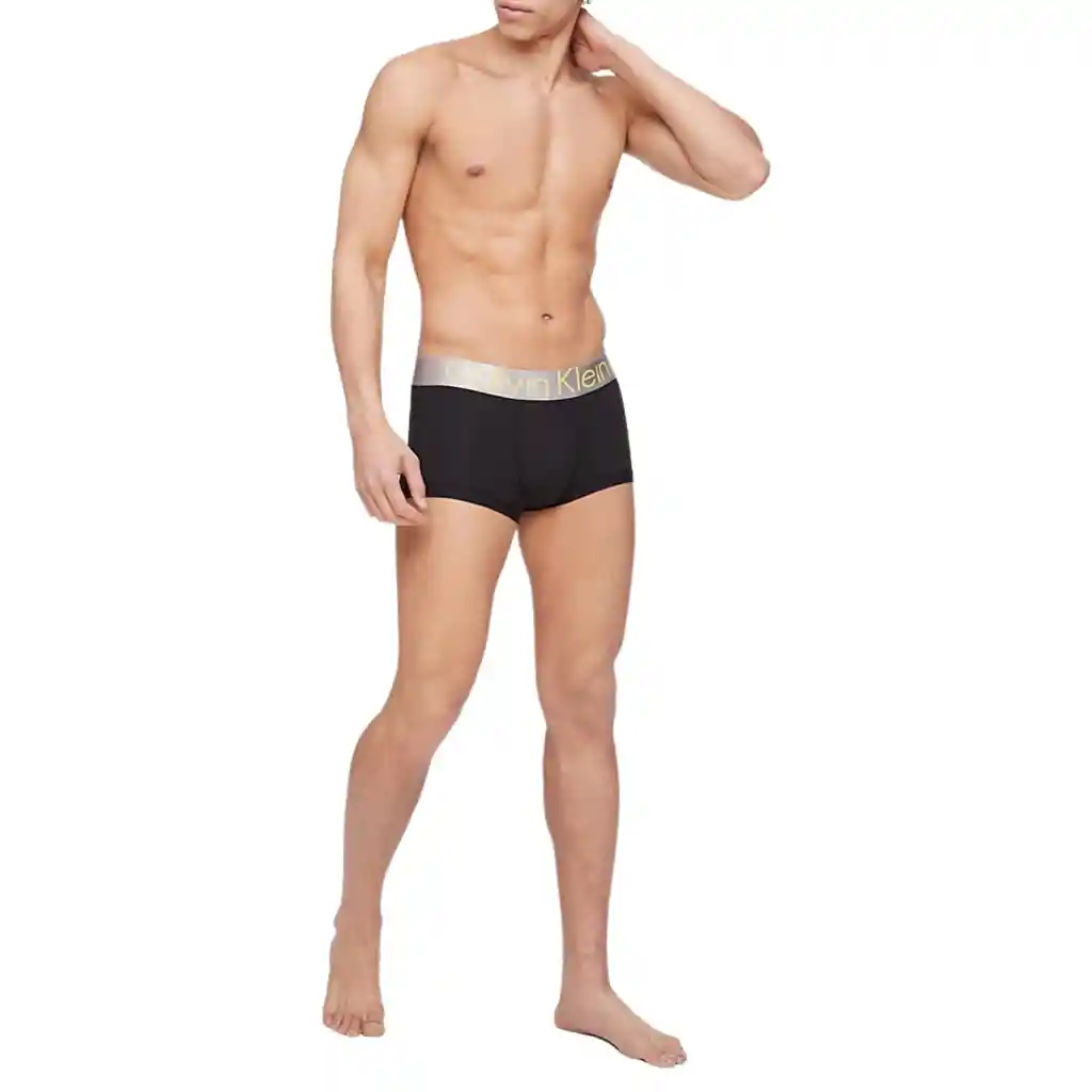 Talla L - Boxer Hombre Calvin Klein Negro Pretina Gris Steel Micro Low-rise Trunk Black | Original