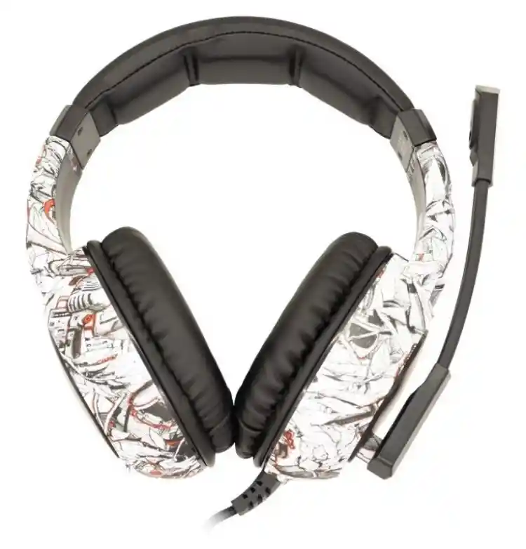 Diadema/ Auriculares Gamer K20 Camuflada Blanca + Base