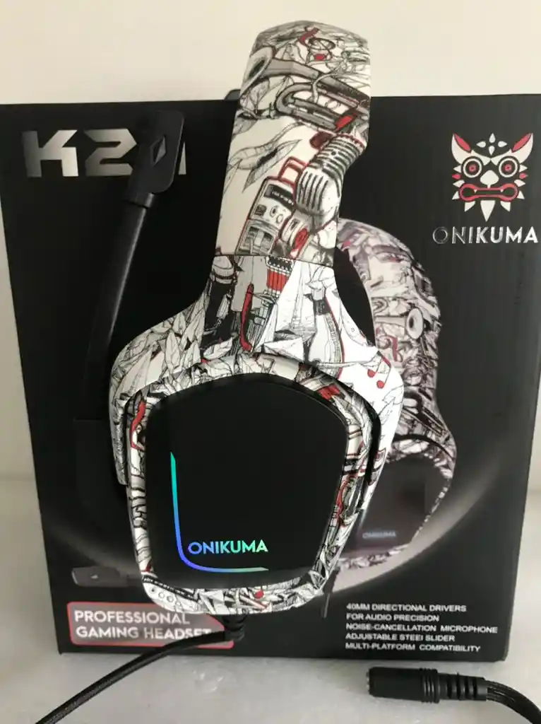 Diadema/ Auriculares Gamer K20 Camuflada Blanca + Base