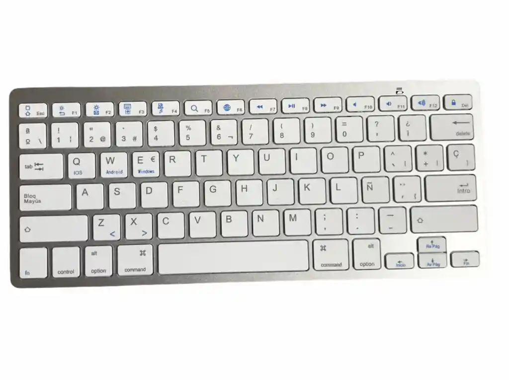 Teclado Inalámbrico Bluetooth Blanco Usa Batería Triple A