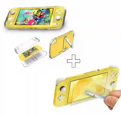 Protector Rigido- Acrilico Protector Transparente + Vidrio Templado Para Nintendo Switch Lite
