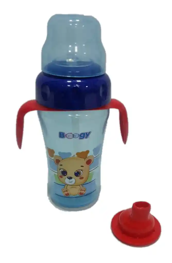 Vaso Anti Goteo Tetero Pitillo 11 Onz Bebe Biberón Chupo Jugo Entrenador Niño Azul Ref. Boogy 21394