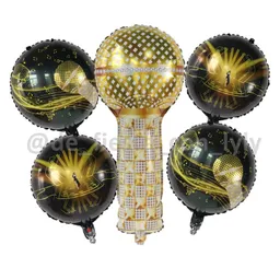 Buquet De Globos Fiesta Microfono X 5 Fiesta Karaoque