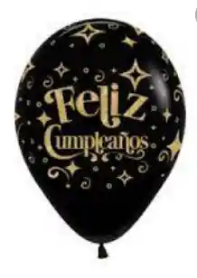 Bomba Globo Biodegradable De Latex Negra Feliz Cumpleaños Escarcha Dorado R12