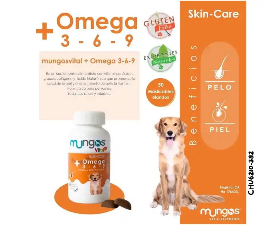 Omegas 3-6-9 Para Perros- Vital Omega X 50 Unidades Con Colágeno Y Ácido Hialurónico