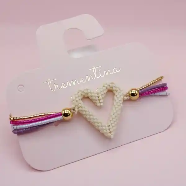 Pulsera Corazón Blanco Mostacillas Miyuki