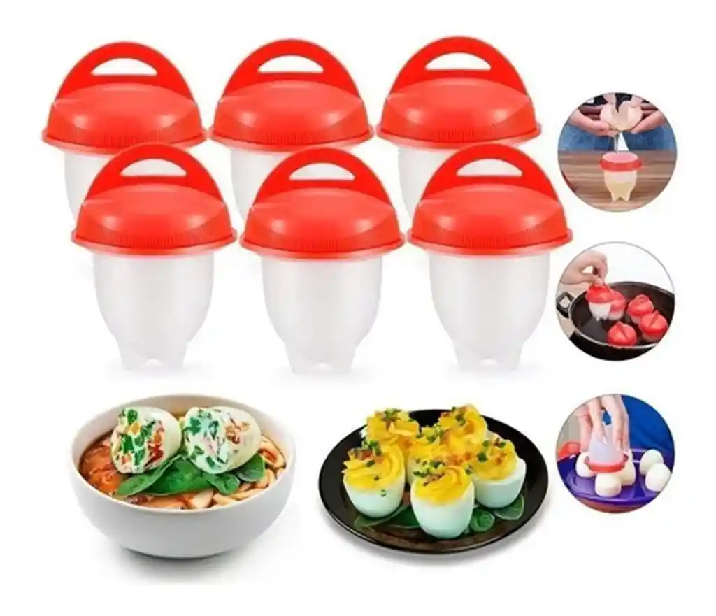 Moldes Para Cocinar Silicone Huevos Egg Boil X 6 Piezas