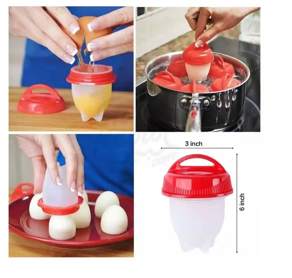 Moldes Para Cocinar Silicone Huevos Egg Boil X 6 Piezas