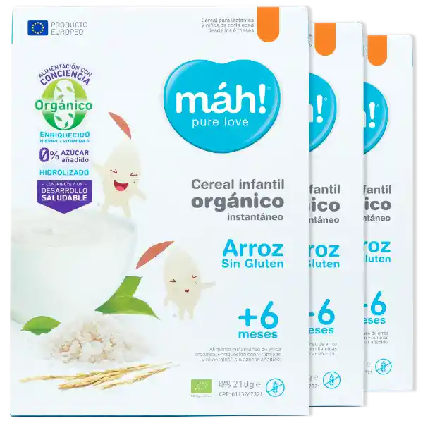 3X Cereales Infantiles  Mah ! Arroz Sin Gluten 