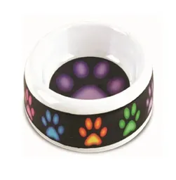 Pet Bowl Comedero Para Mascotas Huellas Colores