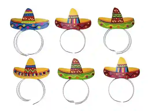 Diadema Sombrero Mexicano X 6 Unidades