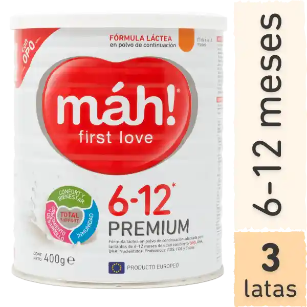  3X Formula Infantil  Mah ! 612 Meses Premium 400 Gr 