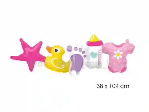 Guirnalda Inflable Baby Shower Es Una Niña - Its A Girl Rosa