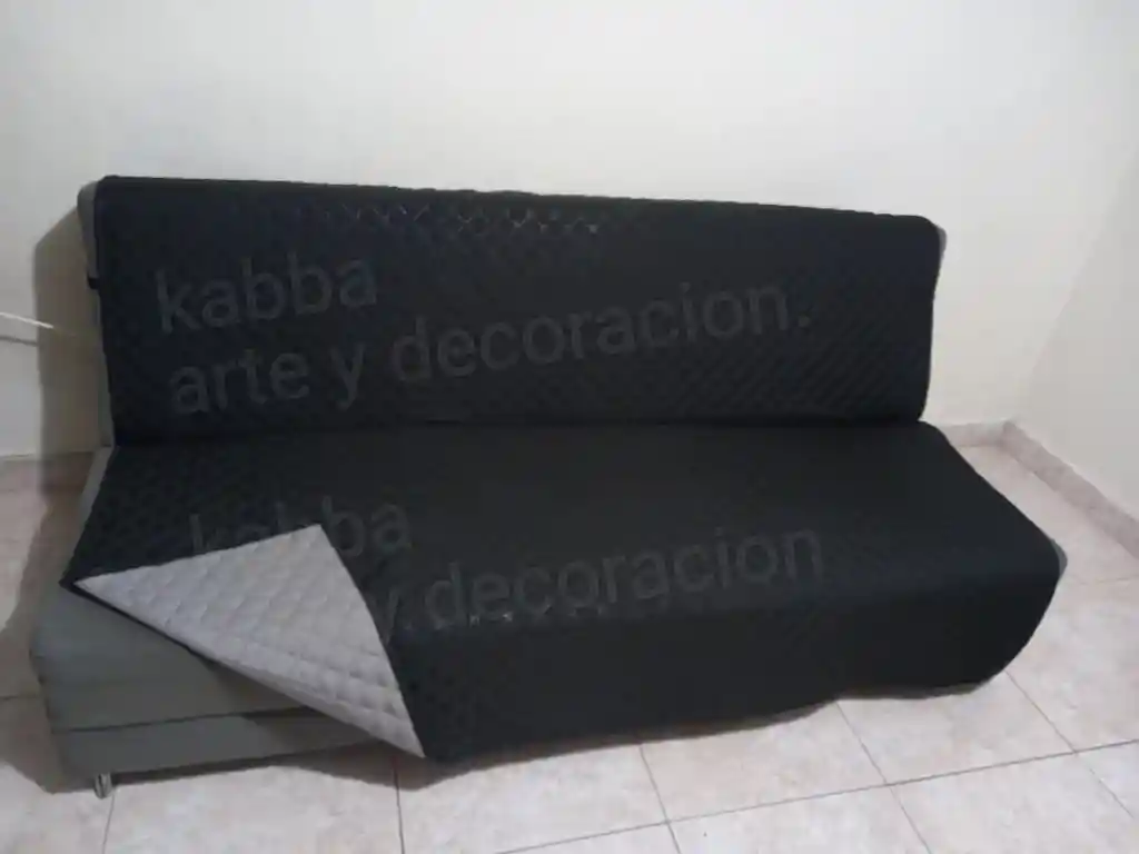 Protector Sofa 2 Puestos Negro - Gris Sin Aletas