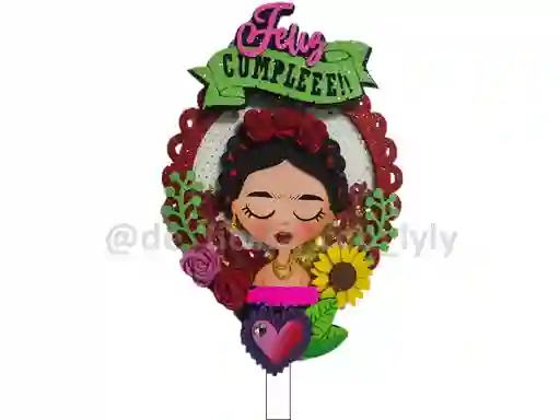 Topper Fiesta Mexicana Frida - Para Pastel - Ponqué O Simplemente Decorativo