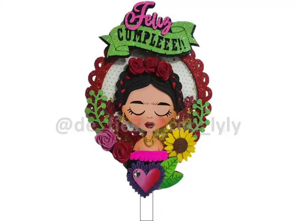 Topper Fiesta Mexicana Frida - Para Pastel - Ponqué O Simplemente Decorativo
