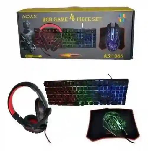 Combo Gamer As1088 Diadema, Mouse, Teclado Y Mouse Pad Mouse