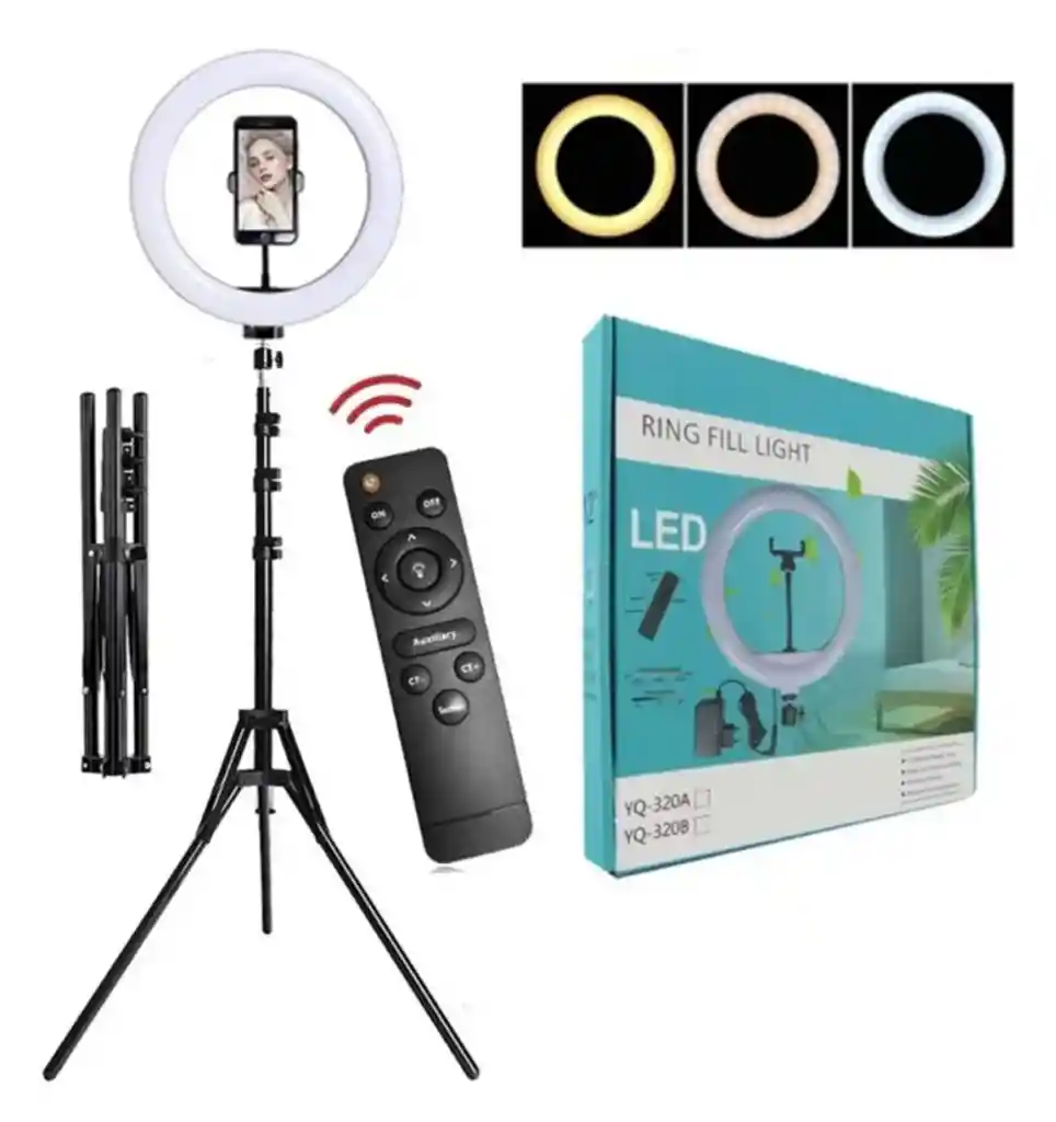 Aro 33 Cm Luz Led Para Fotografia Y Video Tripode + Control