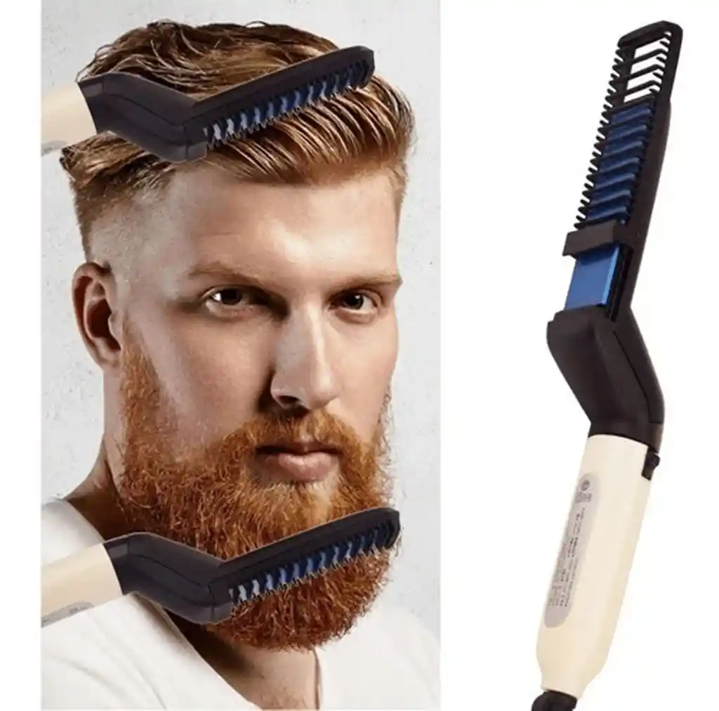 Plancha Barba Cepillo Alisador Cabello Hombre 4 En 1 Peine