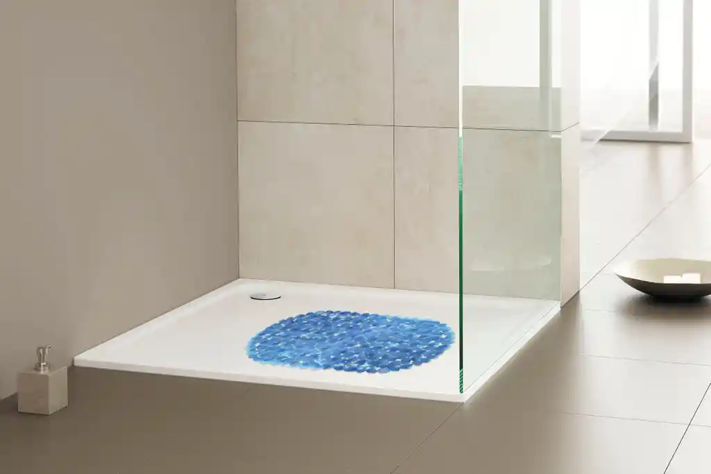 Tapete Para Ducha Antideslizante Con Chupas Piedras Azul