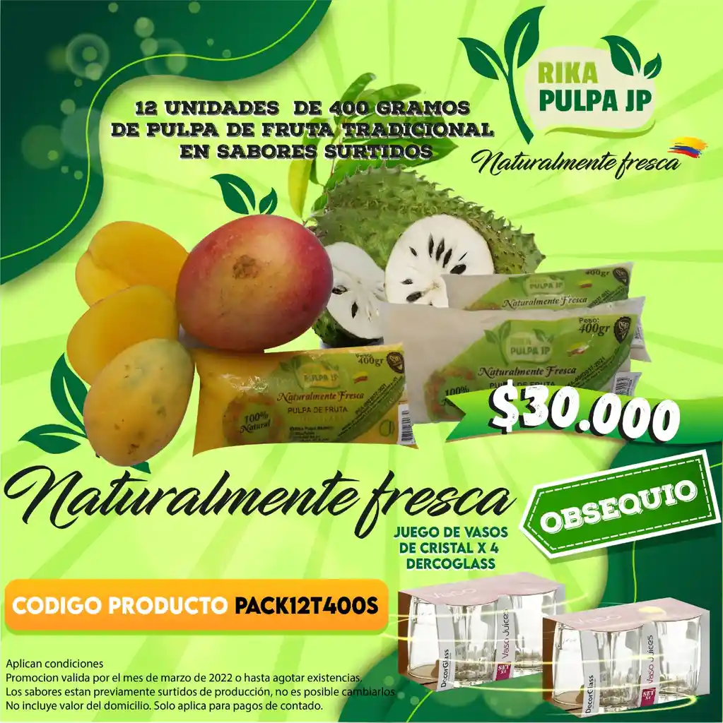 Oferta 12 Pulpas Tradicionales 400 Gr