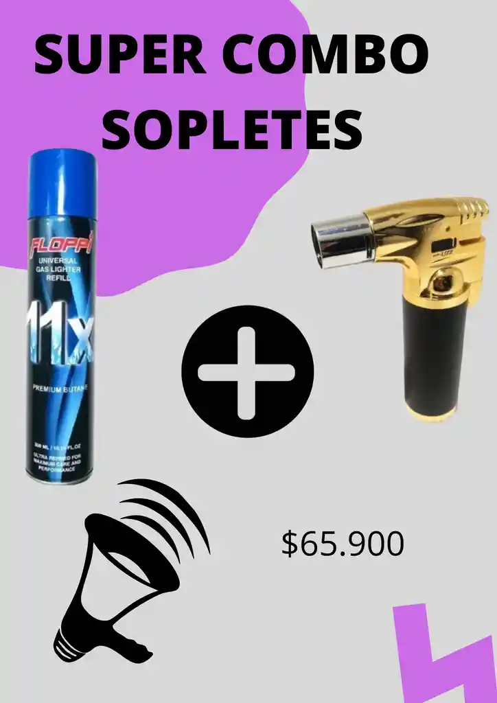 Combo Superde Sopletes De Gas: Soplete Gas Butano + Gas Butano Floppi