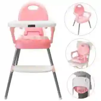 Silla Comedor Bebe 3 En1 Portatil Kidshop Baby Rosado