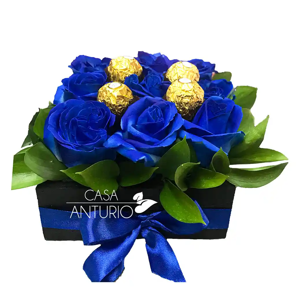 Chocolates Caja Cuadrada En Rosas Azules Y