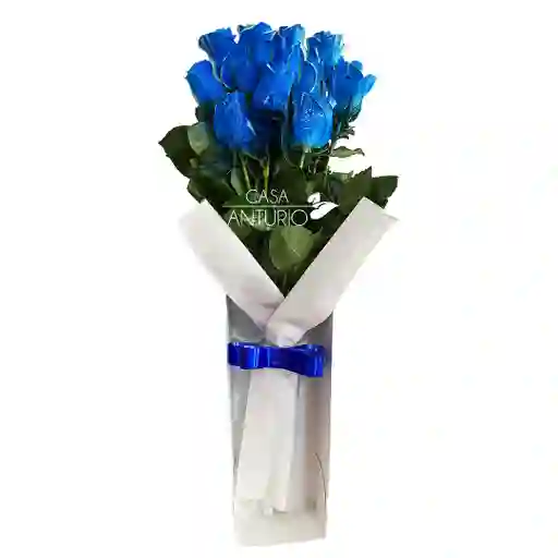 Caja Rectangular En Rosas Azules