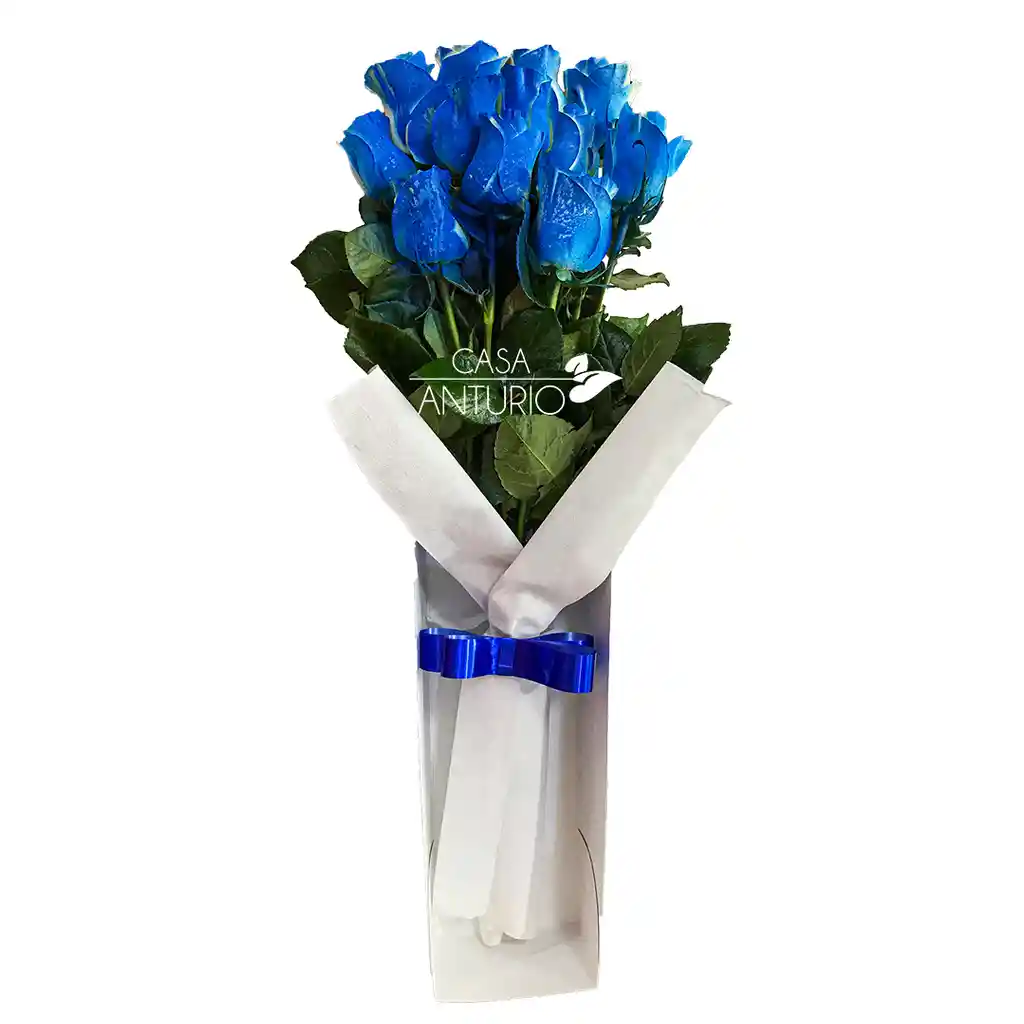Caja Rectangular En Rosas Azules