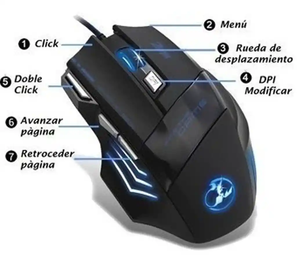 Nuevo Mouse Gamer Zelotes 7 Botones 7200 Dpi T80