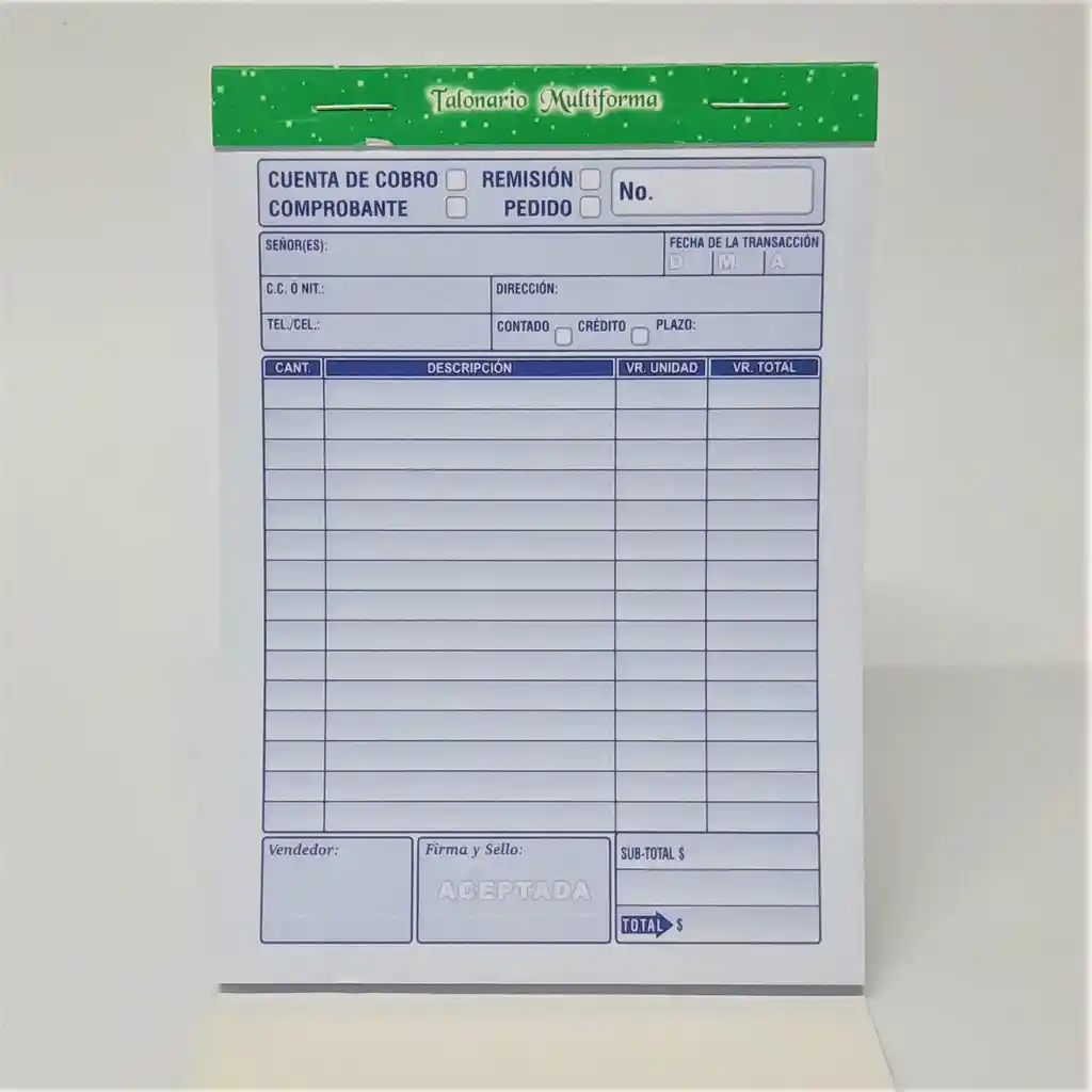 Talonario Autocopiante