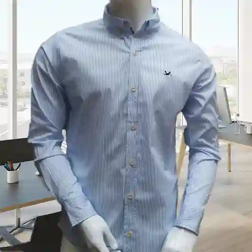 Camisa En Algodón Para Hombre Manga Larga Azul Claro Talla S