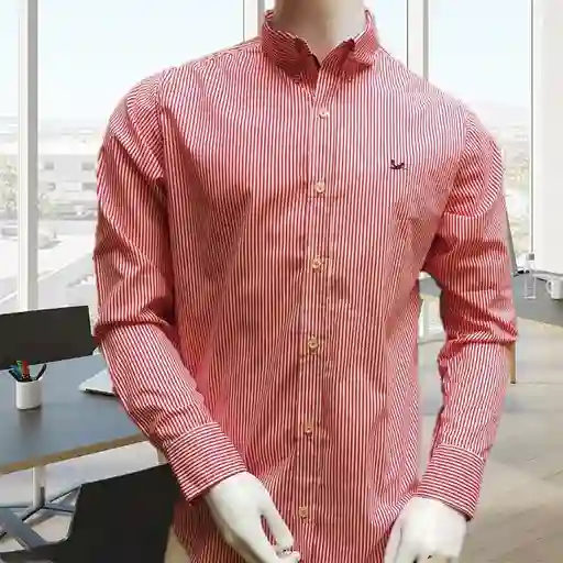 Camisa En Algodón Para Hombre Manga Larga Roja Talla M
