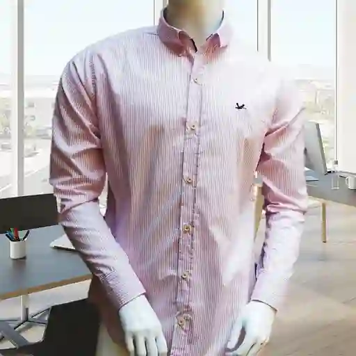Camisa En Algodón Para Hombre Manga Larga Rosada Talla M