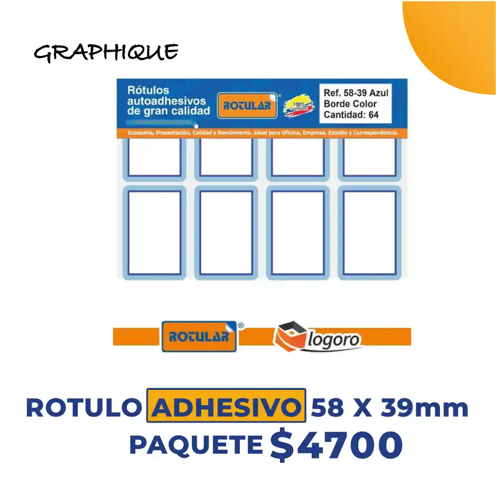 Rotulo Adhesivo 58 X 39mm Paquete