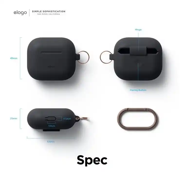 Estuche De Silicona Para Airpods 3 Con Arnes Elago En Negro