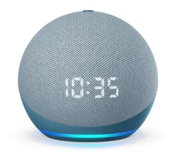 Echo Dot 4 Gen Con Reloj Azul Asistente Virtual En Casa