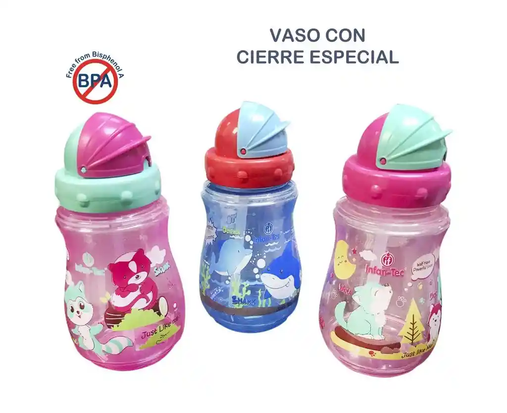 Vaso Anti Goteo Tetero 10 Onzas Bebe Biberón Entrenador Niño Azul Ref. Bip1046