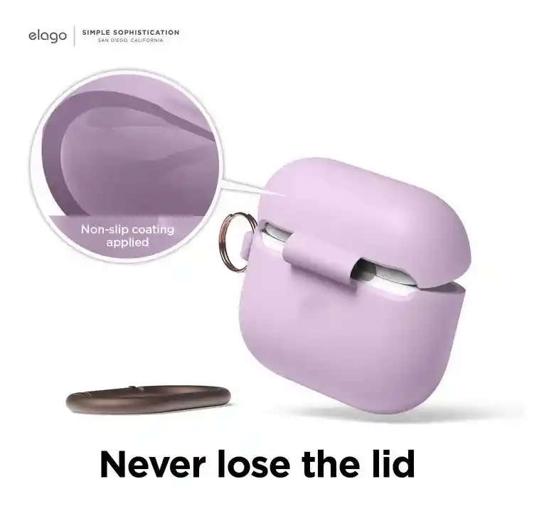 Estuche Para Airpods 3 De Silicona Con Arnes Elago Lavanda