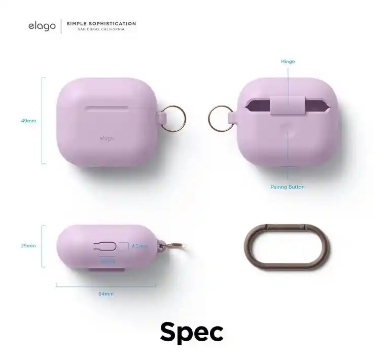 Estuche Para Airpods 3 De Silicona Con Arnes Elago Lavanda