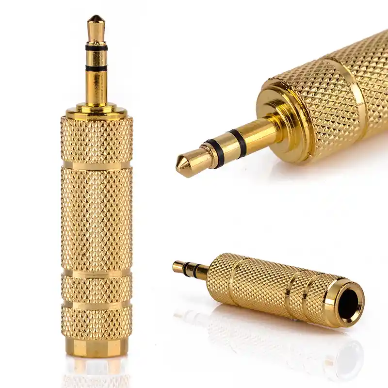 Adaptador 6.35 Macho A Hembre 3.5 Dorado