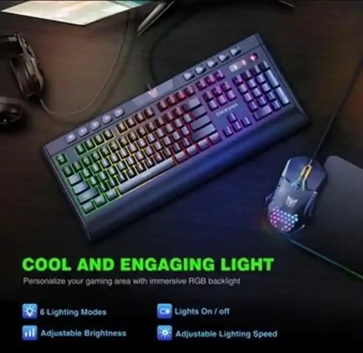 Rgb Combo Diadema Onikuma K8 Camuflada Verde + Teclado + Mouse + Pad Mouse