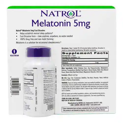 Melatonina Natrol 5mg Rapida Accion 250 Tabletas